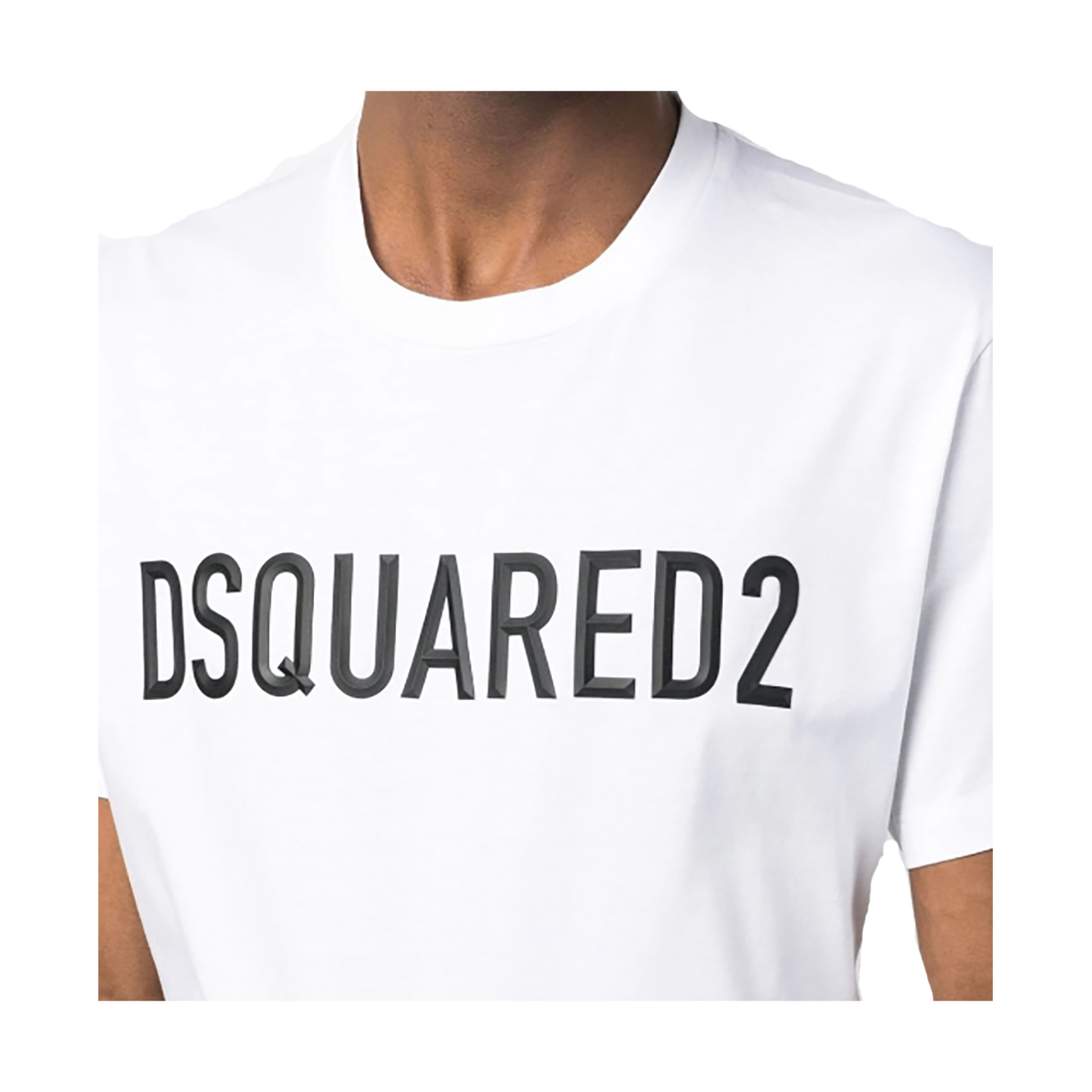 DSQUARED2 LOGO PRINT COTTON T-SHIRT IN WHITE