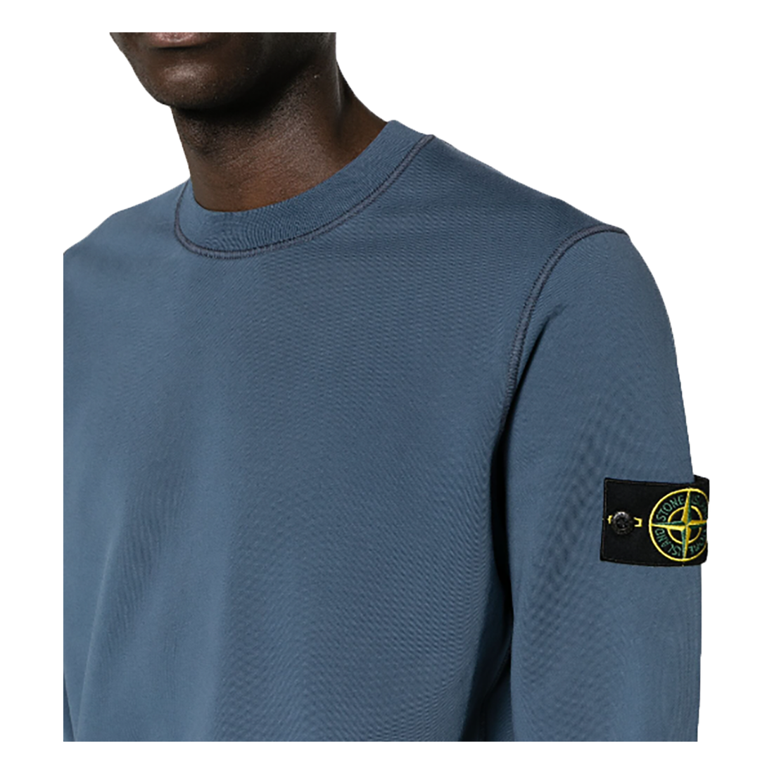 STONE ISLAND LOGO PATCH CREW NECK IN BLUE