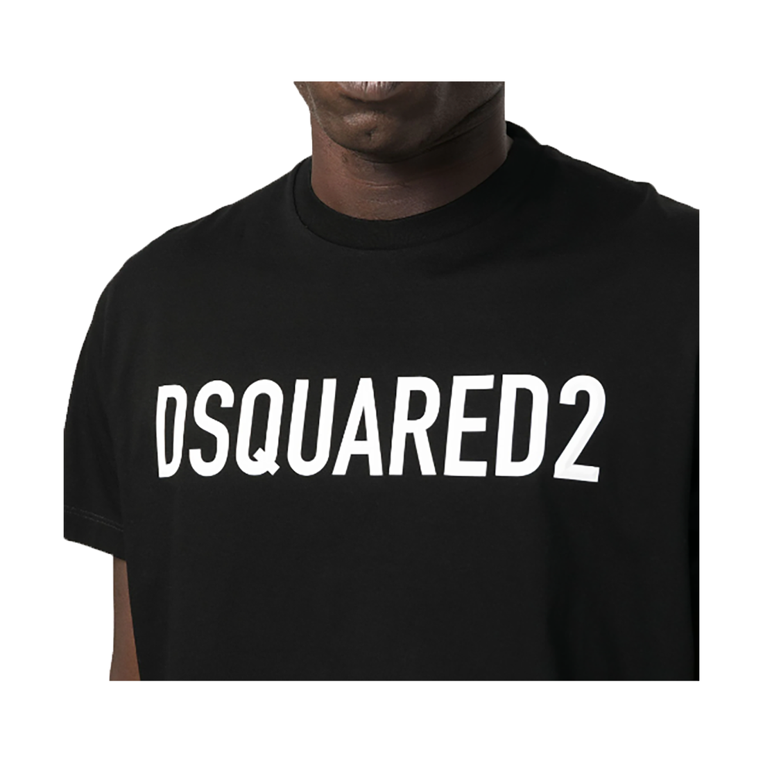 DSQUARED2 LOGO PRINT COTTON T-SHIRT IN BLACK