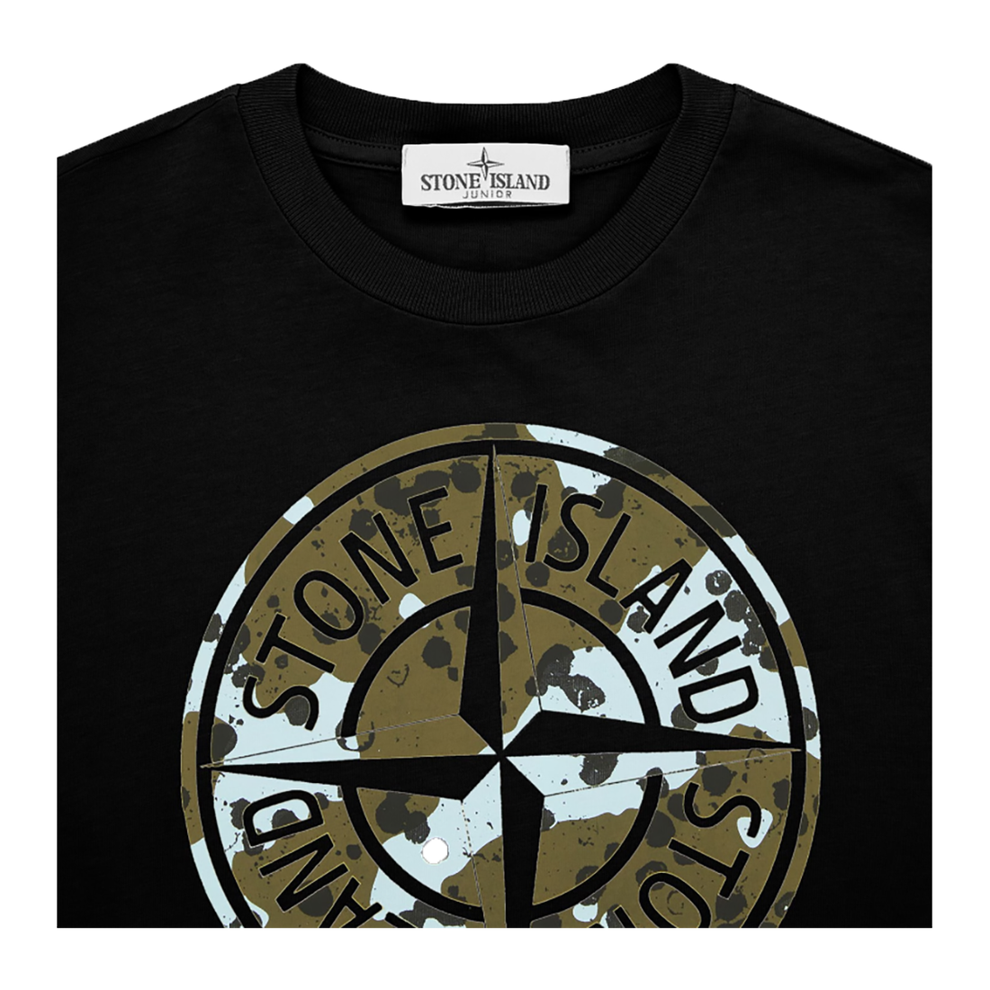 STONE ISLAND CAMO LOGO T-SHIRT IN BLACK