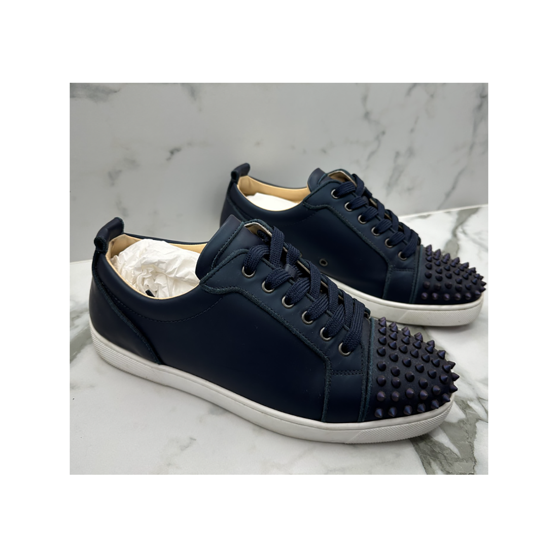 PRELOVED LOUBOUTIN SPIKES ORLATO TRAINERS IN BLUE