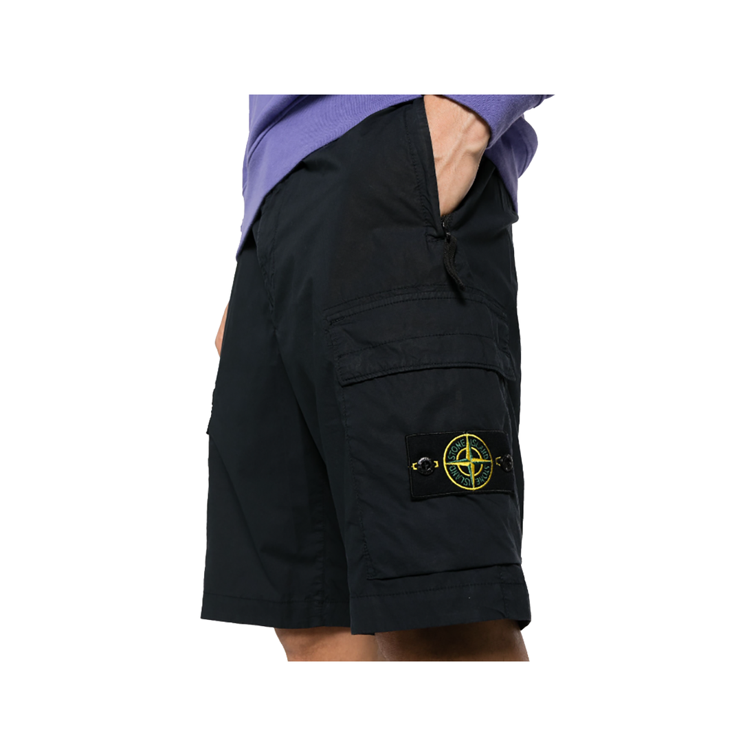 STONE ISLAND COMPASS BADGE COTTON CARGO SHORTS IN NAVY BLUE