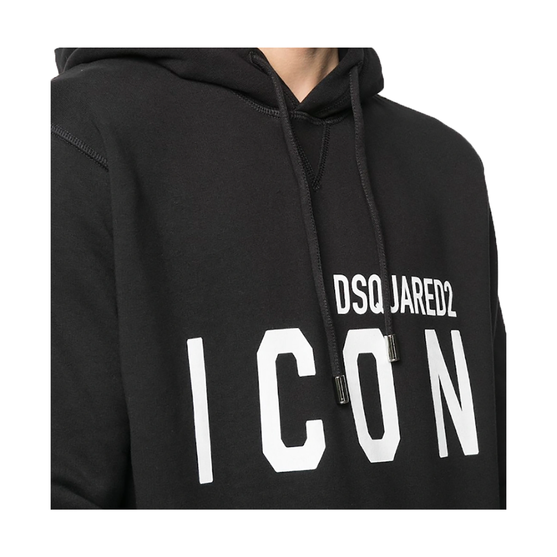 DSQUARED2 LOGO PRINT HOODIE IN BLACK