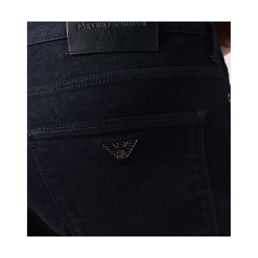 EMPORIO ARMANI HIGH RISE FITTED JEANS IN INDIGO BLUE