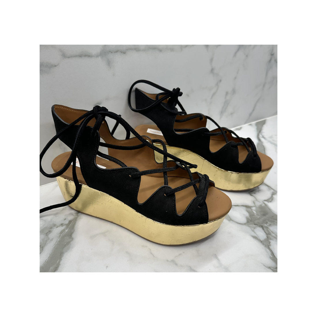 CHLOE LIANA SUEDE PLATFORM SANDLES IN BLACK