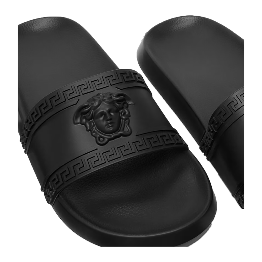 VERSACE MEDUCA HEAD ALL BLACK SLIDDERS IN BLACK