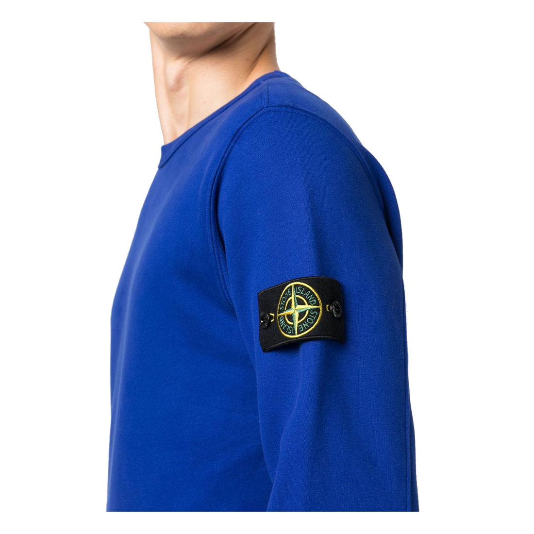 STONE ISLAND BRUSHED COTTON SWEATER IN BLUE