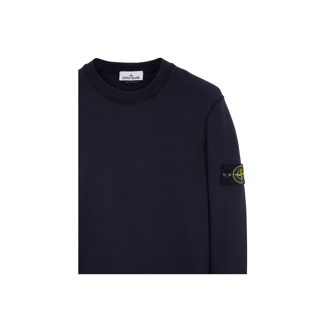 STONE ISLAND CREW NECK COTTON SWEATER IN NAVY BLUE