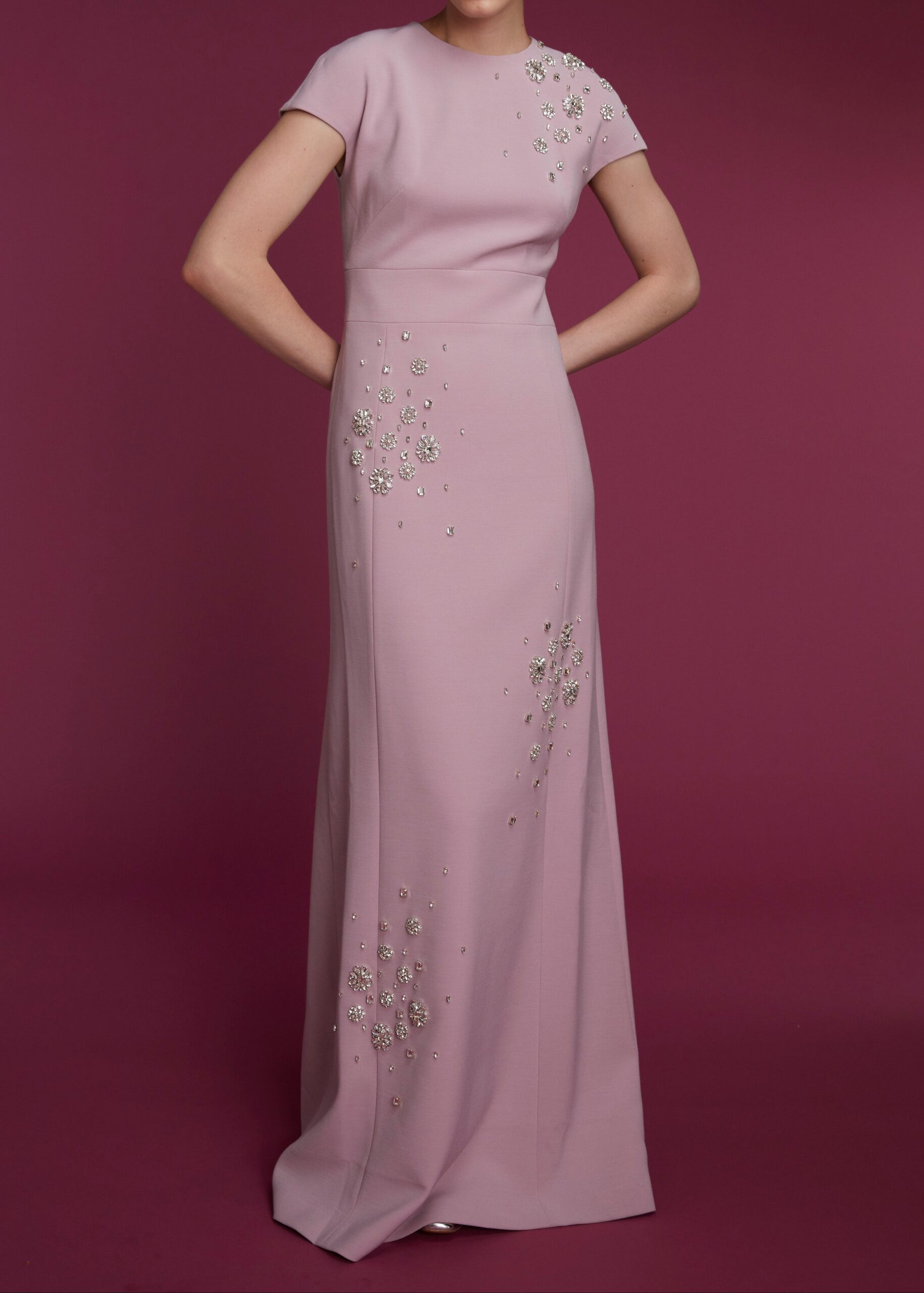 TYRA GOWN LILAC PINK EMBELLISHED CREPE