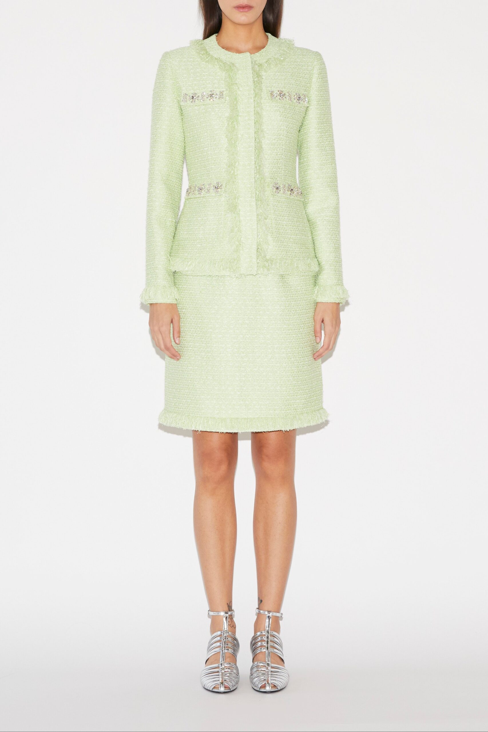 MAISIE SKIRT PALE GREEN TWEED